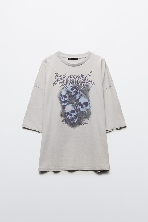 

Футболка oversize вареная с принтом, Белый, Футболка oversize вареная с принтом