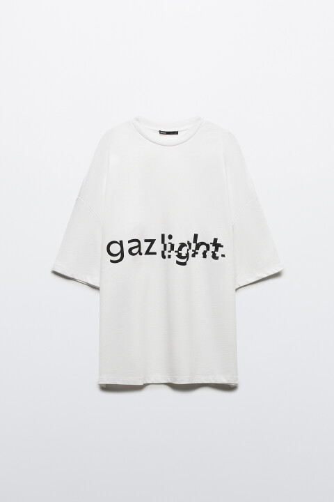 

Футболка oversize с принтом-надписью, Белый, Футболка oversize с принтом-надписью