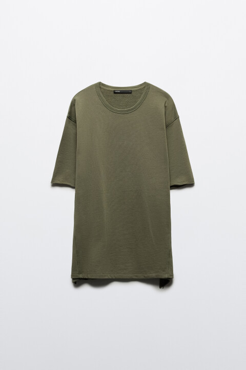 

Футболка oversize из хлопкового футера, Зеленый, Футболка oversize из хлопкового футера