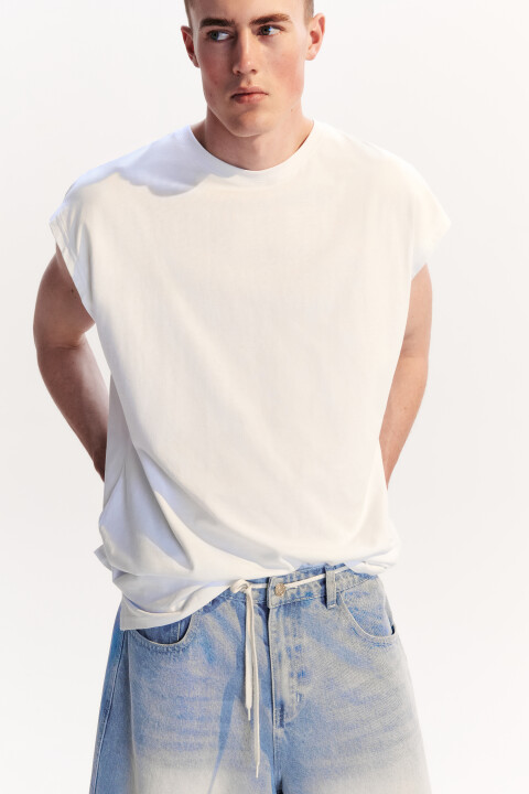 

Футболка хлопковая без рукавов, Белый, Футболка хлопковая без рукавов