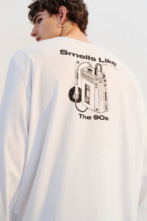 

Лонгслив хлопковый с принтом, Белый, Лонгслив хлопковый с принтом