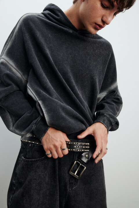 

Худи утепленная с состаренным эффектом, Черный, Худи утепленная с состаренным эффектом