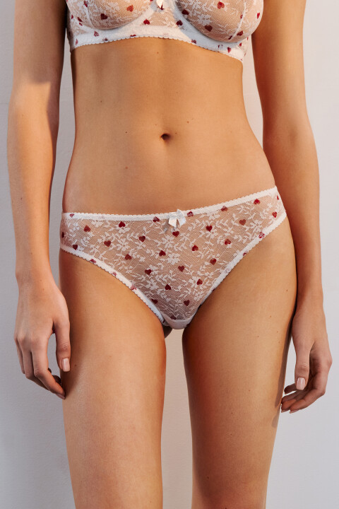 

Трусы-бразильяна с кружевом и принтом, Красный, Трусы-бразильяна с кружевом и принтом