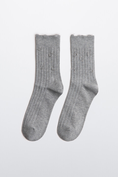 

Носки высокие рваные с пирсингом, Серый, Носки высокие рваные с пирсингом