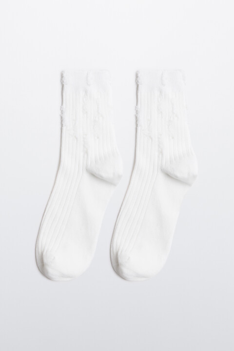 

Носки высокие рваные в рубчик, Белый, Носки высокие рваные в рубчик