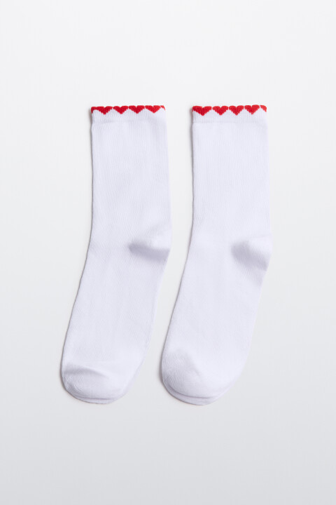 

Носки высокие с окантовкой в виде сердечек, Красный, Носки высокие с окантовкой в виде сердечек