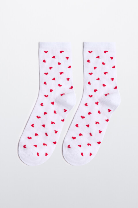 

Носки высокие с принтом в сердечко, Белый, Носки высокие с принтом в сердечко