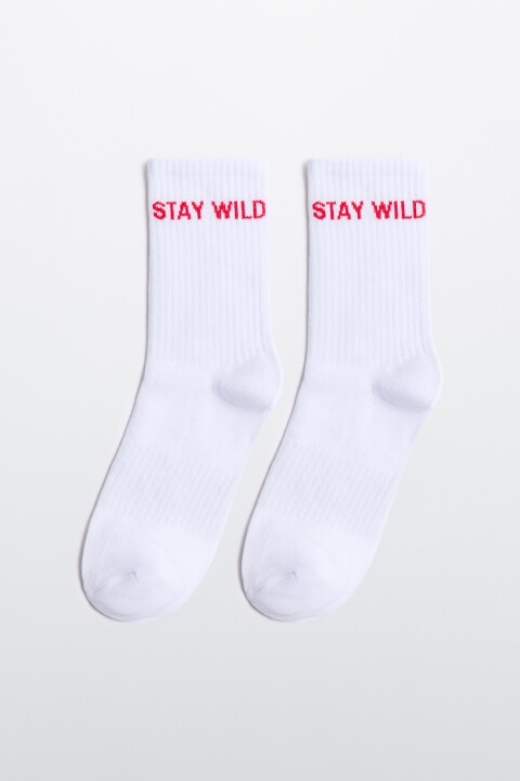 

Носки высокие в рубчик с надписью, Красный, Носки высокие в рубчик с надписью