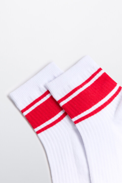 

Носки короткие в рубчик с контрастными полосками, Белый, Носки короткие в рубчик с контрастными полосками