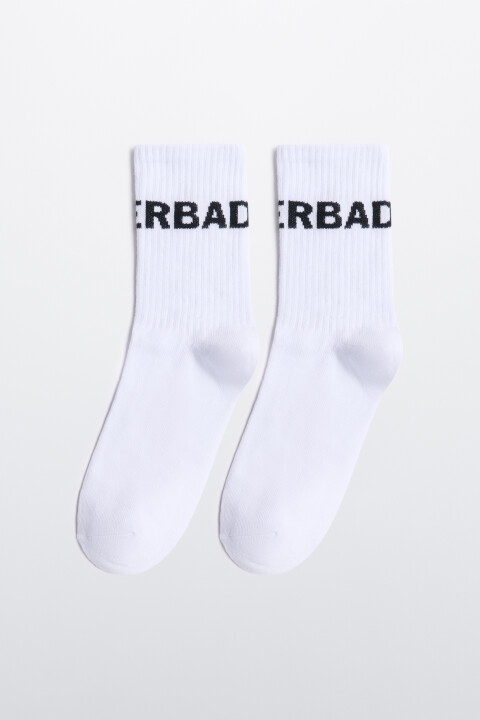 

Носки высокие в рубчик с надписью, Черный, Носки высокие в рубчик с надписью