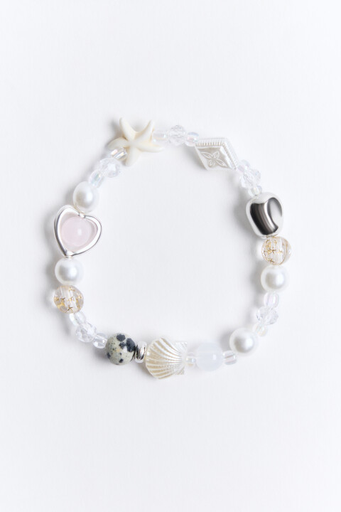 

Браслет с ракушками и бусинами, Серый, Браслет с ракушками и бусинами