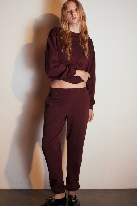 

Брюки-джоггеры из футера, Бордовый, Брюки-джоггеры из футера