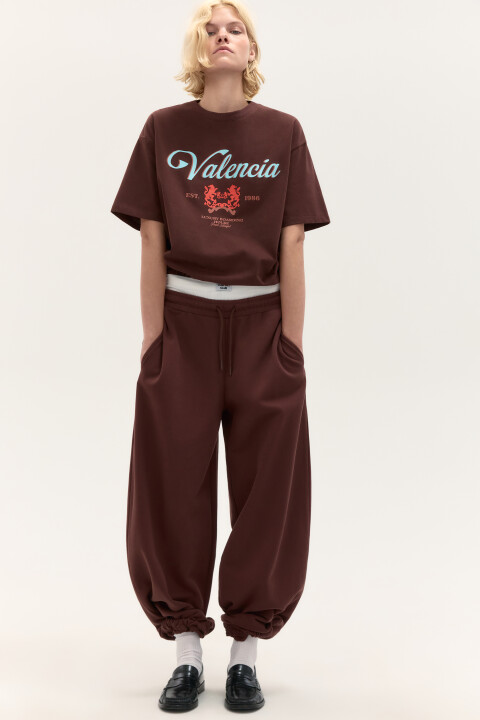 

Брюки-джоггеры широкие из футера, Коричневый, Брюки-джоггеры широкие из футера