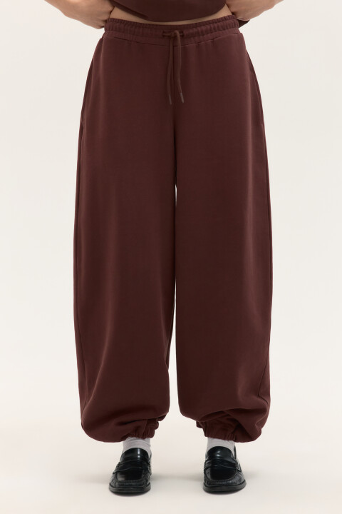 

Брюки-джоггеры широкие из футера, Коричневый, Брюки-джоггеры широкие из футера