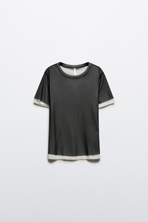 

Футболка двуслойная с сеткой, Черный, Футболка двуслойная с сеткой