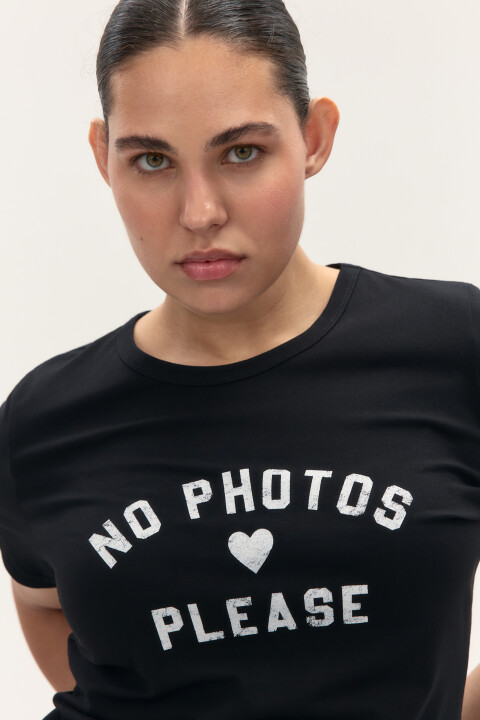 

Футболка-топ с надписью, Черный, Футболка-топ с надписью