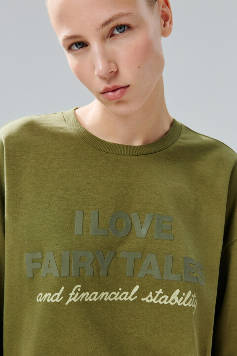 

Футболка oversize с принтом, Зеленый, Футболка oversize с принтом