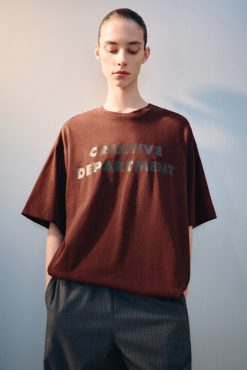 

Футболка oversize с принтом, Коричневый, Футболка oversize с принтом