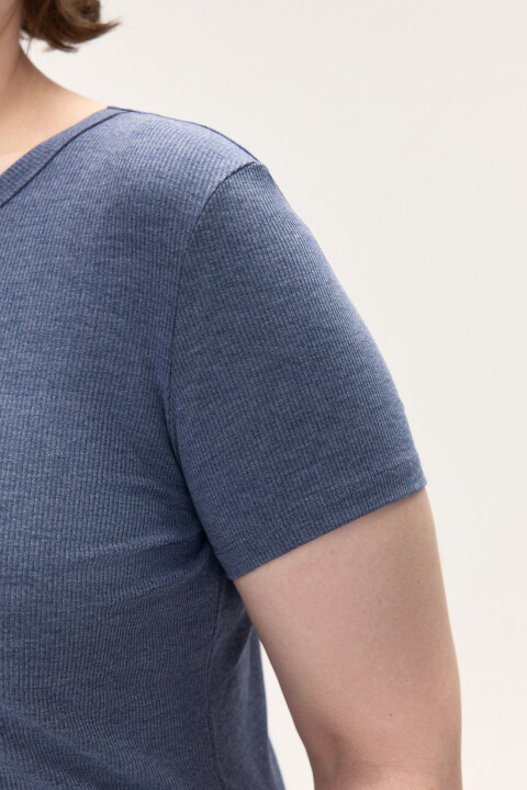 

Футболка приталенная в рубчик, Синий, Футболка приталенная в рубчик