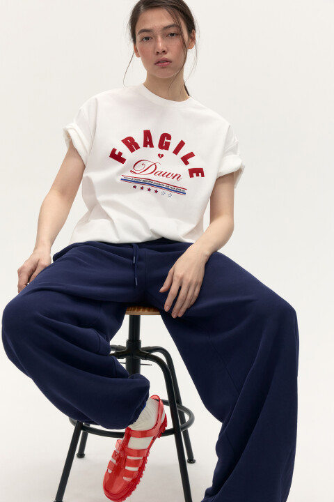 

Футболка oversize с принтом, Белый, Футболка oversize с принтом