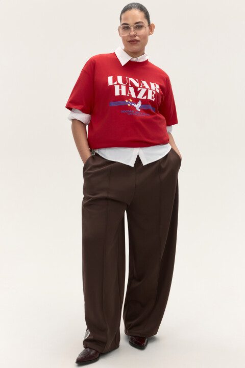 

Футболка oversize с принтом, Красный, Футболка oversize с принтом