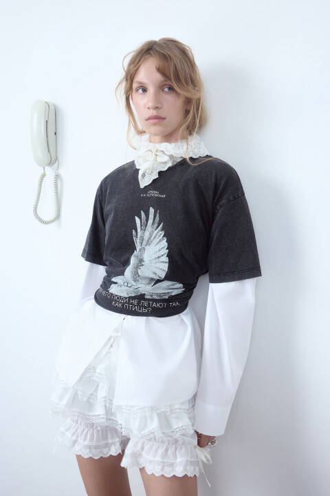 

Футболка вареная с принтом, Серый, Футболка вареная с принтом