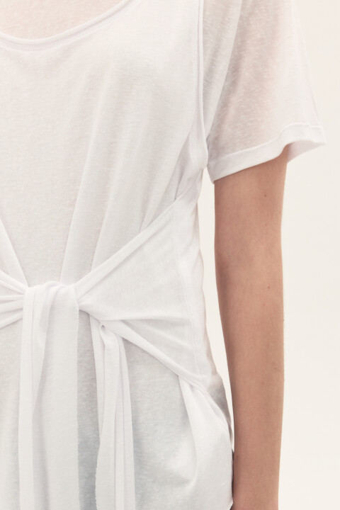 

Футболка с имитацией майки и завязками, Молочный, Футболка с имитацией майки и завязками