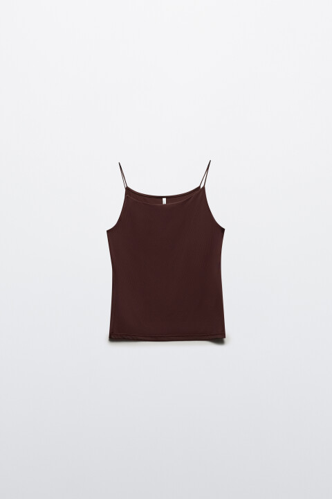 

Майка гладкая на тонких бретелях, Коричневый, Майка гладкая на тонких бретелях