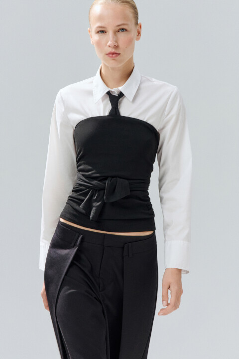 

Топ-бандо облегающий с завязками, Черный, Топ-бандо облегающий с завязками