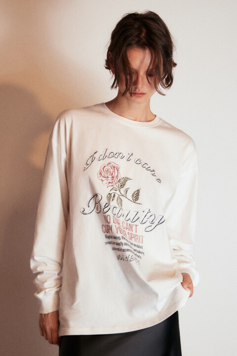 Лонгслив хлопковый с принтом