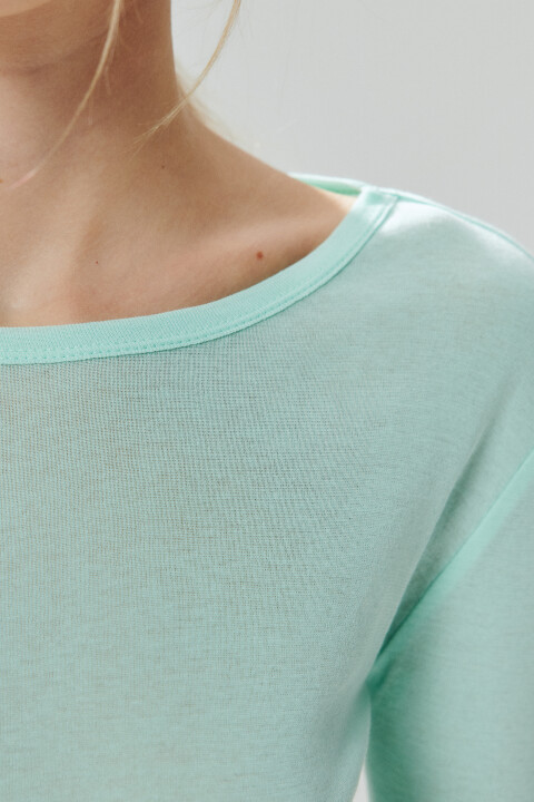 

Лонгслив удлиненный из тонкого хлопка, Мятный, Лонгслив удлиненный из тонкого хлопка