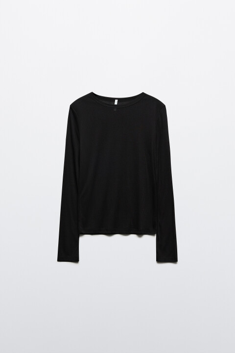 Лонгслив полупрозрачный в рубчик