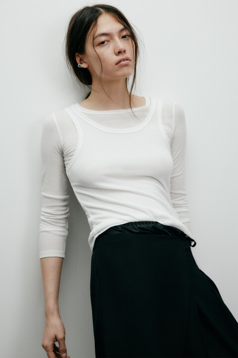 

Лонгслив с имитацией майки, Белый, Лонгслив с имитацией майки