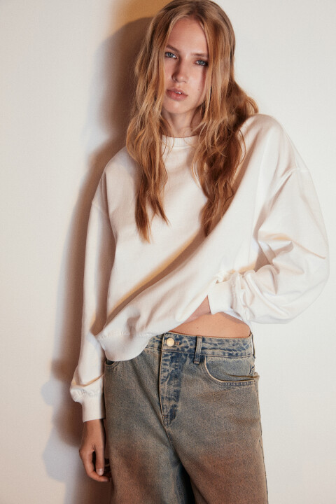 

Свитшот базовый из футера, Молочный, Свитшот базовый из футера