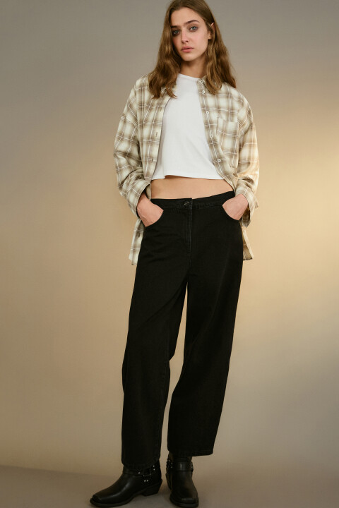 

Джинсы barrel fit с высокой посадкой, Черный, Джинсы barrel fit с высокой посадкой