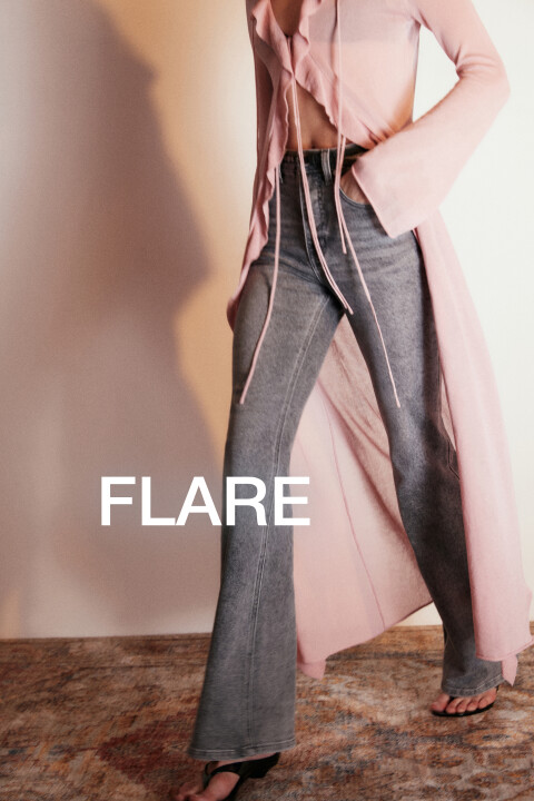 

Джинсы клеш с высокой посадкой, Серый, Джинсы клеш с высокой посадкой