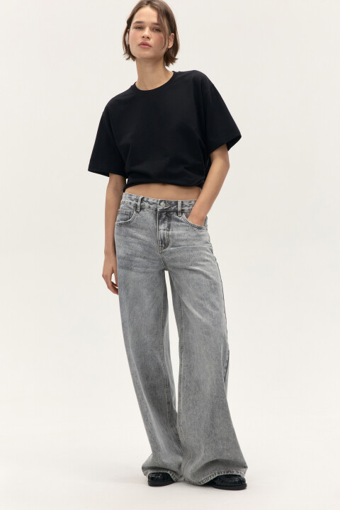 

Джинсы широкие со средней посадкой, Серый, Джинсы широкие со средней посадкой