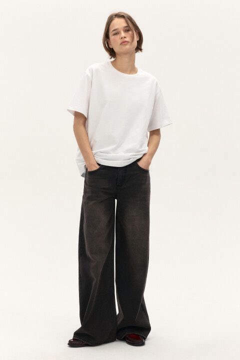 

Джинсы широкие со средней посадкой, Коричневый, Джинсы широкие со средней посадкой