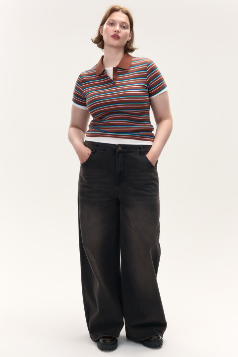 

Джинсы широкие со средней посадкой, Коричневый, Джинсы широкие со средней посадкой