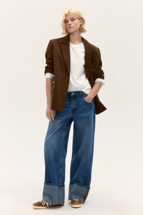 

Джинсы baggy с широкими подворотами, Голубой, Джинсы baggy с широкими подворотами