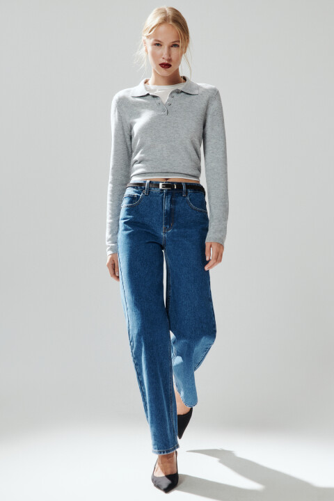 

Джинсы прямые со средней посадкой, Голубой, Джинсы прямые со средней посадкой