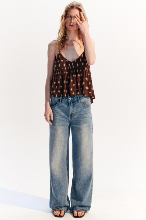 

Джинсы прямые с низкой посадкой, Голубой, Джинсы прямые с низкой посадкой