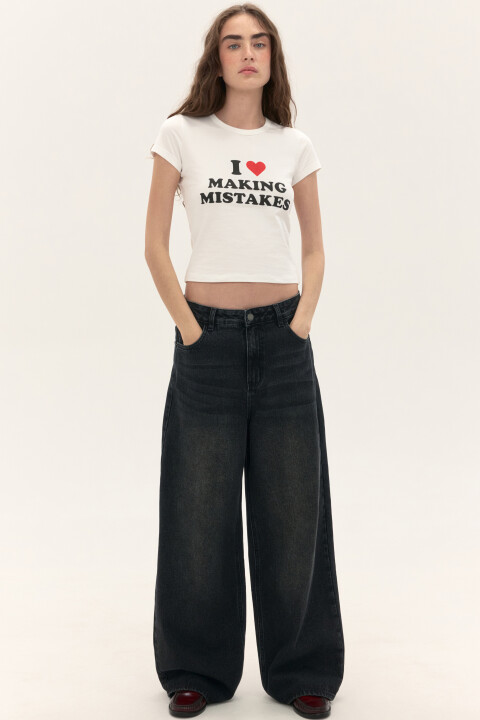 

Джинсы багги со средней посадкой, Серый, Джинсы багги со средней посадкой