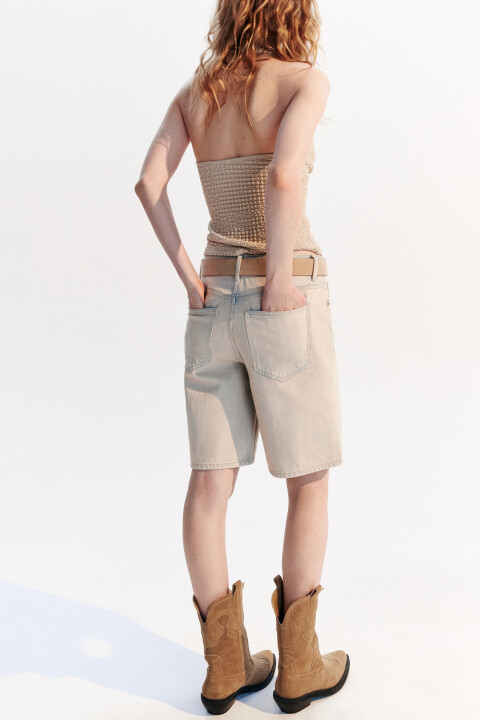 

Шорты джинсовые прямые с ремнем, Синий, Шорты джинсовые прямые с ремнем