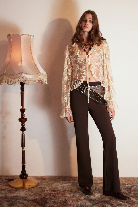 

Брюки клеш с высокой посадкой, Черный, Брюки клеш с высокой посадкой