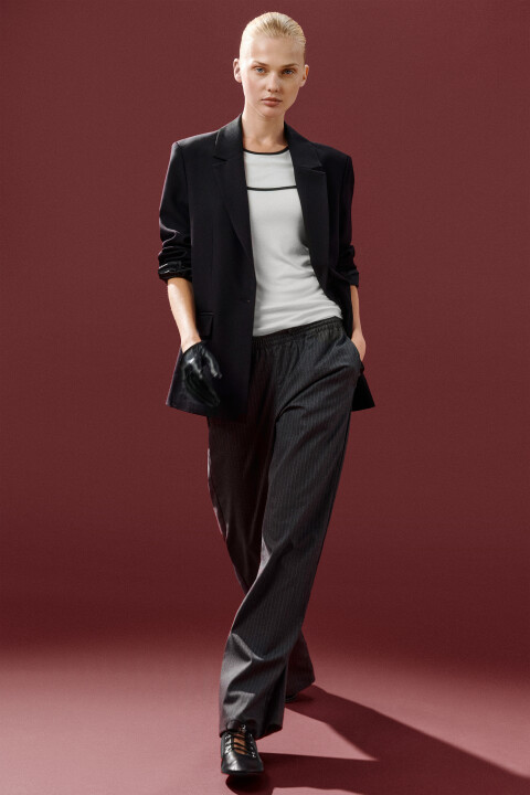 

Брюки костюмные с поясом на завязках, Серый, Брюки костюмные с поясом на завязках