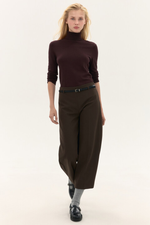 

Брюки-кюлоты костюмные с ремнем, Коричневый, Брюки-кюлоты костюмные с ремнем