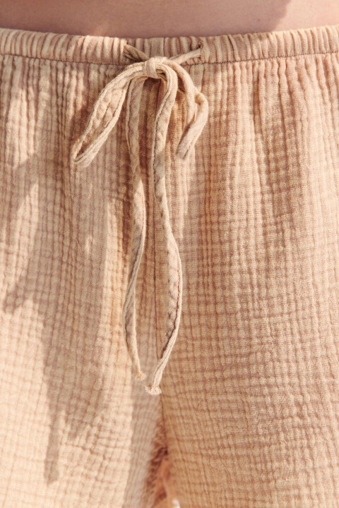 

Шорты из муслина с открытыми срезами, Бежевый, Шорты из муслина с открытыми срезами