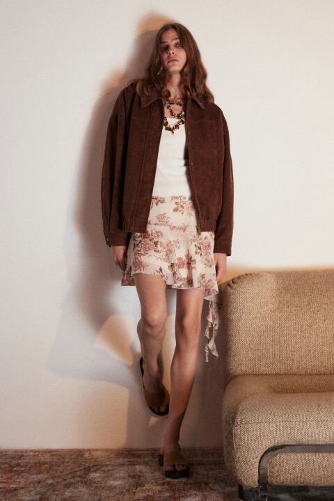 

Юбка мини асимметричная с принтом, Бежевый, Юбка мини асимметричная с принтом