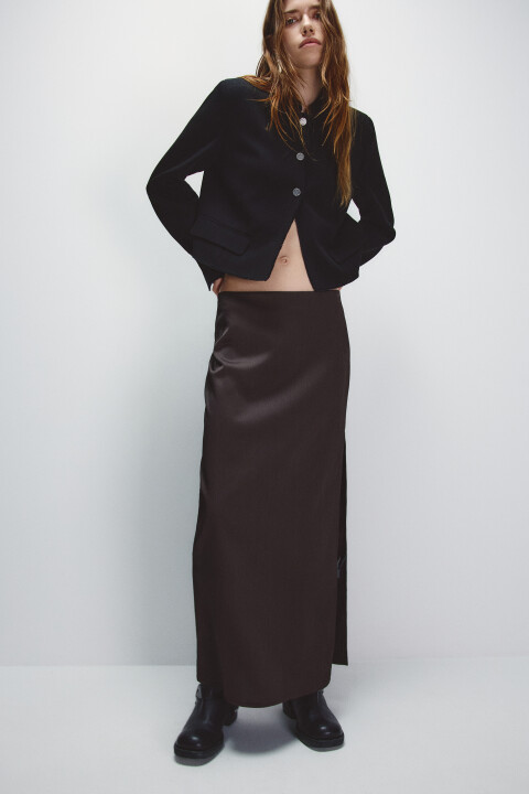 

Юбка макси гладкая атласная, Коричневый, Юбка макси гладкая атласная